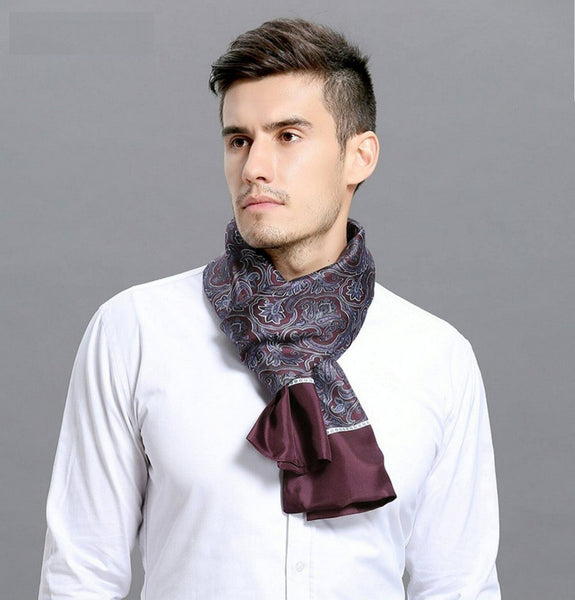 Lightweight Silk Scarf Men, Silk Neckerchief For Business, Formal Wear Silk Scarf, Silk Ascot For Men, Mens Dress Silk Scarf, Elegant Silk Scarf Mens, Skinny Silk Scarf Men