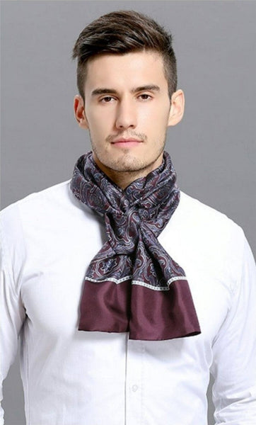 Lightweight Silk Scarf Men, Silk Neckerchief For Business, Formal Wear Silk Scarf, Silk Ascot For Men, Mens Dress Silk Scarf, Elegant Silk Scarf Mens, Skinny Silk Scarf Men
