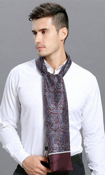 Lightweight Silk Scarf Men, Silk Neckerchief For Business, Formal Wear Silk Scarf, Silk Ascot For Men, Mens Dress Silk Scarf, Elegant Silk Scarf Mens, Skinny Silk Scarf Men-Paintingforhome