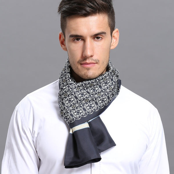 Elegant Silk Scarf Mens, Skinny Silk Scarf Men, Lightweight Silk Scarf Men, Silk Neckerchief For Business, Formal Wear Silk Scarf, Silk Ascot For Men, Mens Dress Silk Scarf-Paintingforhome