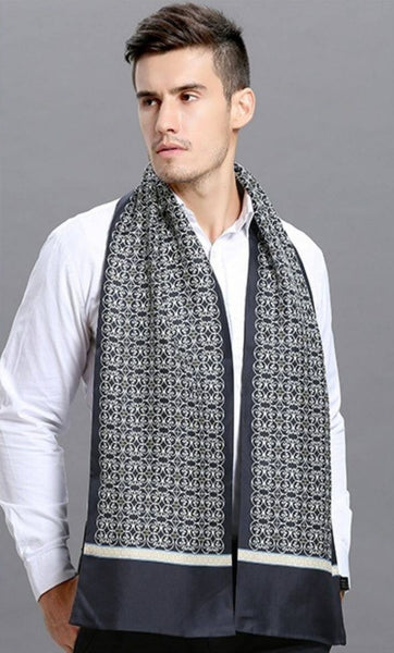 Elegant Silk Scarf Mens, Skinny Silk Scarf Men, Lightweight Silk Scarf Men, Silk Neckerchief For Business, Formal Wear Silk Scarf, Silk Ascot For Men, Mens Dress Silk Scarf-Paintingforhome