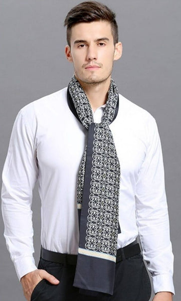 Elegant Silk Scarf Mens, Skinny Silk Scarf Men, Lightweight Silk Scarf Men, Silk Neckerchief For Business, Formal Wear Silk Scarf, Silk Ascot For Men, Mens Dress Silk Scarf-Paintingforhome