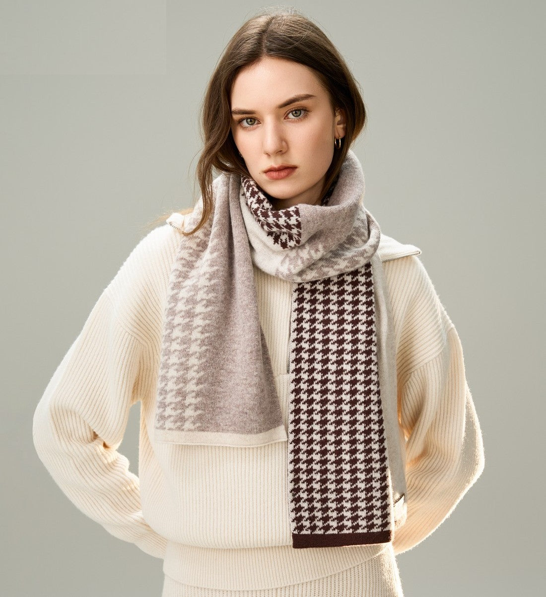 Winter Scarf, Soft Cashmere Scarf for Women, Casual Scarf for Women, Cold Weather Scarf, Fashion Designer Scarf, Modern Wool Scarf for Women-Paintingforhome