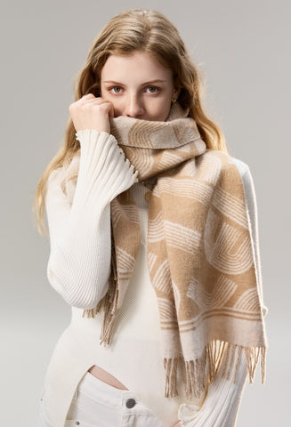 Elegant Scarf, Holiday Women Scarf, Cold Weather Scarf, Fashion Designer Scarf, Modern Wool Scarf, Warm Winter Scarf, Soft Cashmere Scarf for Women-Paintingforhome