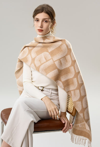 Elegant Scarf, Holiday Women Scarf, Cold Weather Scarf, Fashion Designer Scarf, Modern Wool Scarf, Warm Winter Scarf, Soft Cashmere Scarf for Women-Paintingforhome