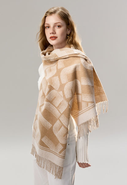 Elegant Scarf, Holiday Women Scarf, Cold Weather Scarf, Fashion Designer Scarf, Modern Wool Scarf, Warm Winter Scarf, Soft Cashmere Scarf for Women-Paintingforhome