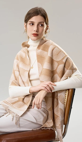 Elegant Scarf, Holiday Women Scarf, Cold Weather Scarf, Fashion Designer Scarf, Modern Wool Scarf, Warm Winter Scarf, Soft Cashmere Scarf for Women-Paintingforhome