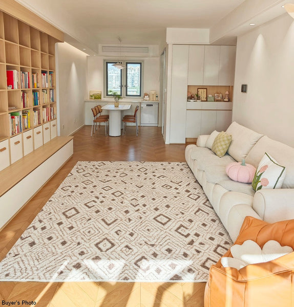 Geometric Modern Rugs for Dining Room, Contemporary Area Rugs for Bedroom, Dining Room Floor Carpets, Mid Century Modern Living Room Rugs-Paintingforhome
