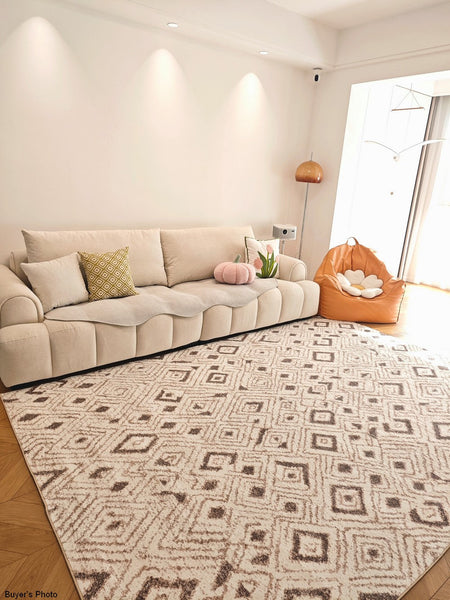 Contemporary Area Rugs for Bedroom, Geometric Modern Rugs for Dining Room, Dining Room Floor Carpets, Mid Century Modern Living Room Rugs-Paintingforhome