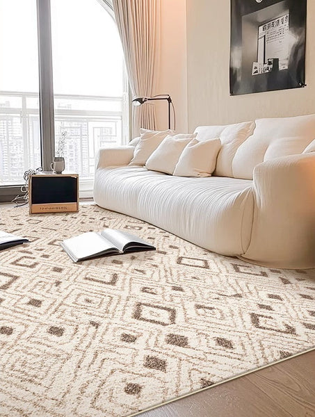 Contemporary Area Rugs for Bedroom, Geometric Modern Rugs for Dining Room, Dining Room Floor Carpets, Mid Century Modern Living Room Rugs-Paintingforhome