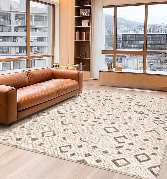 Geometric Modern Rugs for Dining Room, Contemporary Area Rugs for Bedroom, Dining Room Floor Carpets, Mid Century Modern Living Room Rugs-Paintingforhome