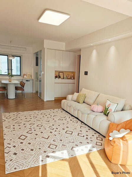 Contemporary Area Rugs for Bedroom, Geometric Modern Rugs for Dining Room, Dining Room Floor Carpets, Mid Century Modern Living Room Rugs-Paintingforhome