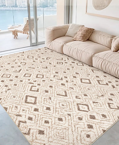 Contemporary Area Rugs for Bedroom, Geometric Modern Rugs for Dining Room, Dining Room Floor Carpets, Mid Century Modern Living Room Rugs-Paintingforhome