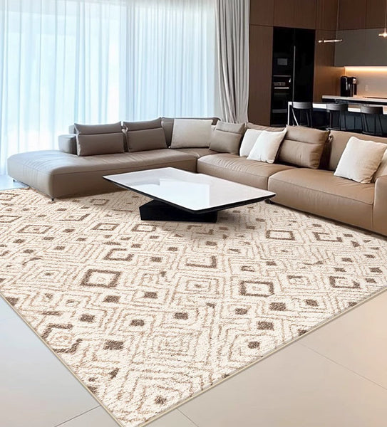 Geometric Modern Rugs for Dining Room, Contemporary Area Rugs for Bedroom, Dining Room Floor Carpets, Mid Century Modern Living Room Rugs-Paintingforhome