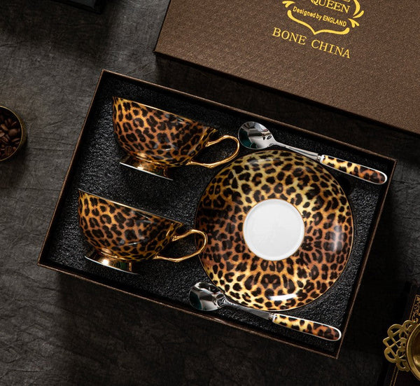 Modern Ceramic Cups, 7.8 oz Porcelain Tea Cup Saucer Set, Elegant Ceramic Coffee Cups, Unique Tea Cup and Saucer in Gift Box-Paintingforhome
