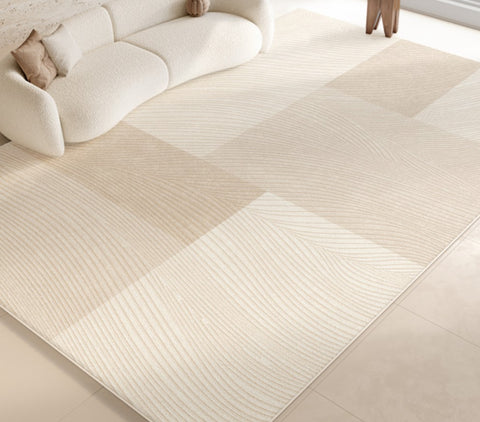 Bedroom Modern Rugs, Large Modern Rugs for Living Room, Dining Room Geometric Modern Rugs, Cream Color Contemporary Modern Rugs for Office-Paintingforhome