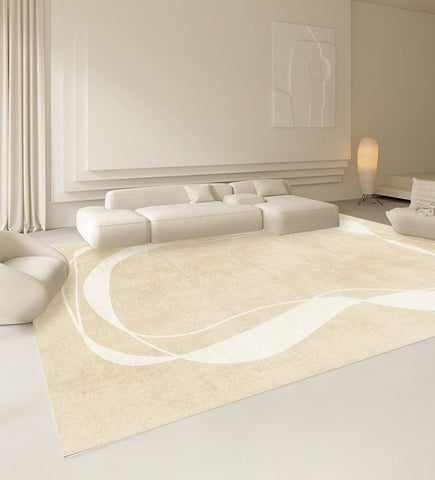 Dining Room Modern Rugs, Cream Color Modern Living Room Rugs, Thick Soft Modern Rugs for Living Room, Contemporary Rugs for Bedroom-Paintingforhome