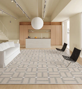 Modern Soft Rugs under Dining Room Table, Geometric Contemporary Modern Rugs Next to Bed, Abstract Area Rugs for Living Room, Modern Carpets for Office-Paintingforhome