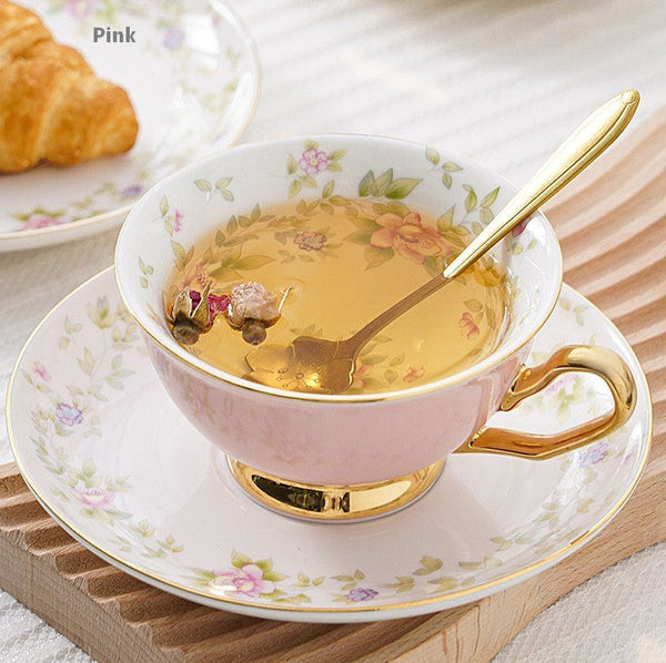 Elegant Ceramic Coffee Cups, Beautiful British Tea Cups, Unique Traditional Afternoon Tea Cup and Saucer in Gift Box, Royal Porcelain Tea Cup Set-Paintingforhome