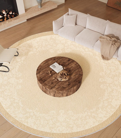 Circular Modern Rugs under Chairs, Bedroom Modern Round Rugs, Modern Rug Ideas for Living Room, Dining Room Contemporary Round Rugs-Paintingforhome