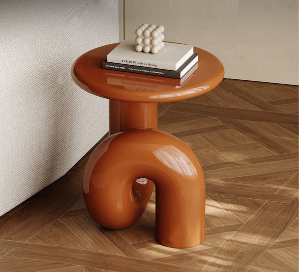 Contemporary Round Side Table, Minimalist Modern Occasional Table, Unique Small End Table, Portable Casual Side Table, Low Profile Sofa Table, Creative Coffee Table, Lightweight Indoor Outdoor Table, Contemporary Side Table-Paintingforhome