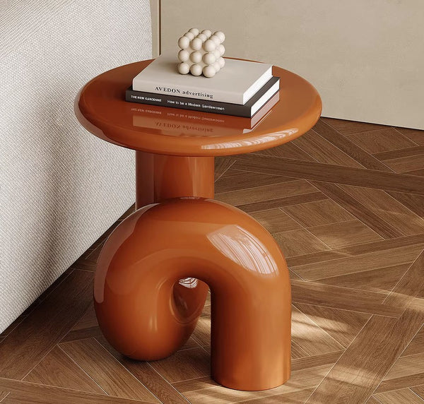 Contemporary Round Side Table, Minimalist Modern Occasional Table, Unique Small End Table, Portable Casual Side Table, Low Profile Sofa Table, Creative Coffee Table, Lightweight Indoor Outdoor Table, Contemporary Side Table-Paintingforhome