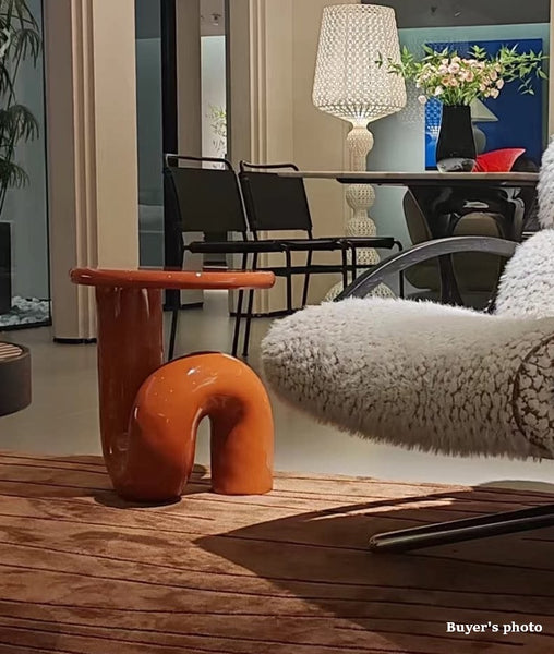 Contemporary Round Side Table, Minimalist Modern Occasional Table, Unique Small End Table, Portable Casual Side Table, Low Profile Sofa Table, Creative Coffee Table, Lightweight Indoor Outdoor Table, Contemporary Side Table-Paintingforhome