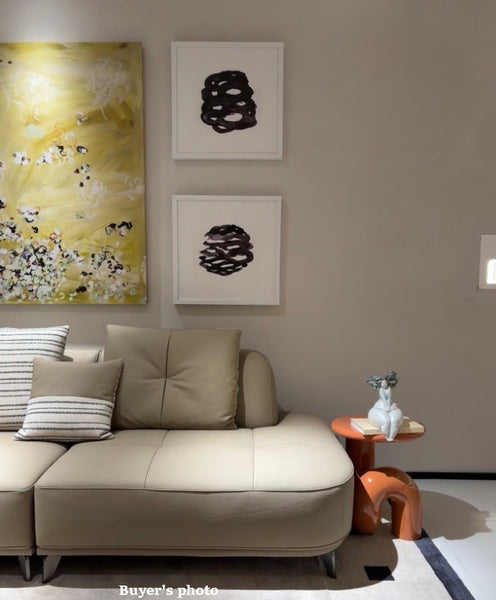 Contemporary Round Side Table, Minimalist Modern Occasional Table, Unique Small End Table, Portable Casual Side Table, Low Profile Sofa Table, Creative Coffee Table, Lightweight Indoor Outdoor Table, Contemporary Side Table-Paintingforhome
