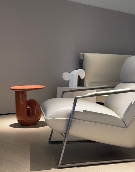 Contemporary Round Side Table, Minimalist Modern Occasional Table, Unique Small End Table, Portable Casual Side Table, Low Profile Sofa Table, Creative Coffee Table, Lightweight Indoor Outdoor Table, Contemporary Side Table-Paintingforhome