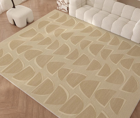 Abstract Geometric Modern Rugs, Modern Cream Rugs for Bedroom, Modern Rugs for Dining Room, Large Modern Rugs for Living Room-Paintingforhome