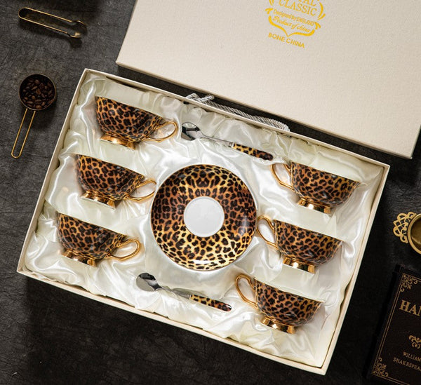 Creative Porcelain Tea Cup Saucer Set, Modern Ceramic Cups, 7.8 oz Ceramic Coffee Cups, Unique Tea Cup and Saucer in Gift Box-Paintingforhome