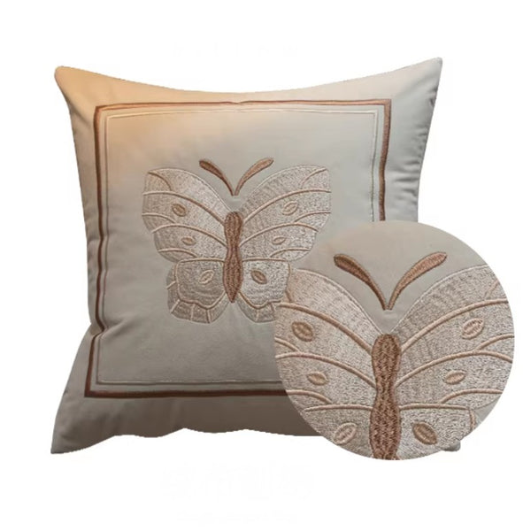 Modern Decorative Pillows for Bedroom, Decorative Pillow Arrangement Ideas for Couch, Embroidered Butterfly Pillow Covers, Large Decorative Throw Pillows for Living Room-Paintingforhome