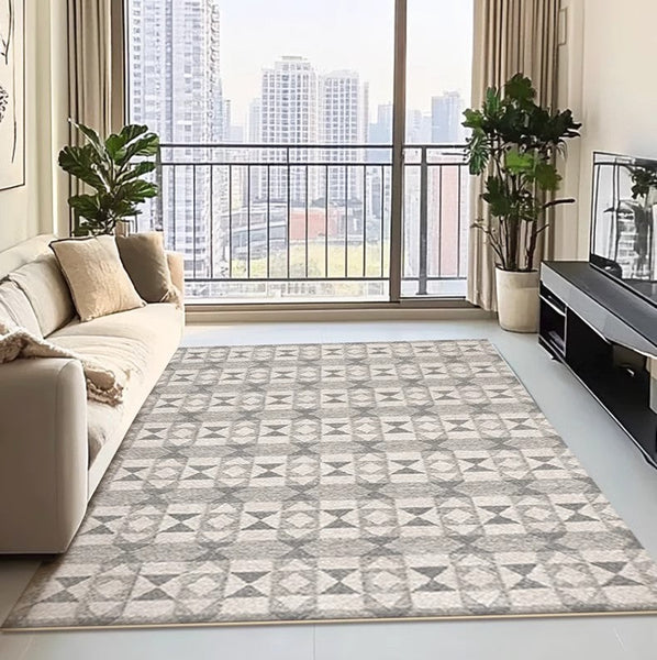 Modern Floor Rugs for Bedroom, Extra Large Geometric Modern Rugs for Office, Large Gray Floor Rugs for Living Room, Dining Room Floor Rug-Paintingforhome