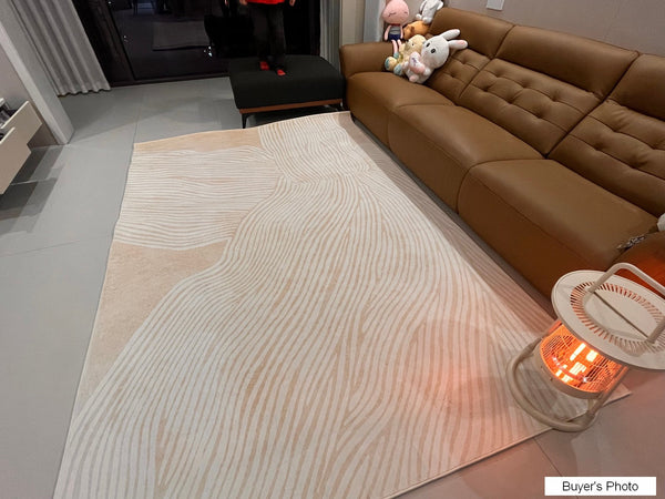 Cream Color Modern Living Room Rugs, Dining Room Modern Rugs, Thick Soft Floor Carpets for Living Room, Soft Contemporary Rugs for Bedroom-Paintingforhome