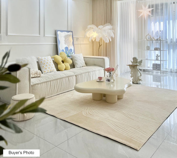 Cream Color Modern Living Room Rugs, Dining Room Modern Rugs, Thick Soft Floor Carpets for Living Room, Soft Contemporary Rugs for Bedroom-Paintingforhome