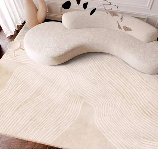 Thick Soft Floor Carpets for Living Room, Cream Color Modern Living Room Rugs, Dining Room Modern Rugs, Soft Contemporary Rugs for Bedroom-Paintingforhome