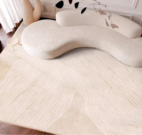Cream Color Modern Living Room Rugs, Dining Room Modern Rugs, Thick Soft Floor Carpets for Living Room, Soft Contemporary Rugs for Bedroom-Paintingforhome