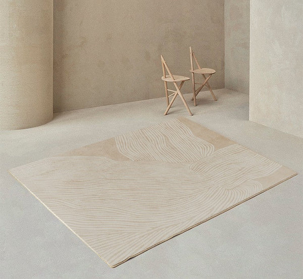 Cream Color Modern Living Room Rugs, Dining Room Modern Rugs, Thick Soft Floor Carpets for Living Room, Soft Contemporary Rugs for Bedroom-Paintingforhome