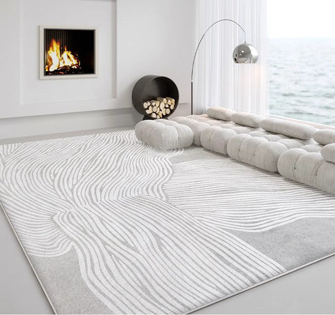 Modern Living Room Rugs, Grey Thick Soft Modern Rugs for Living Room, Dining Room Modern Rugs, Contemporary Rugs for Bedroom-Paintingforhome