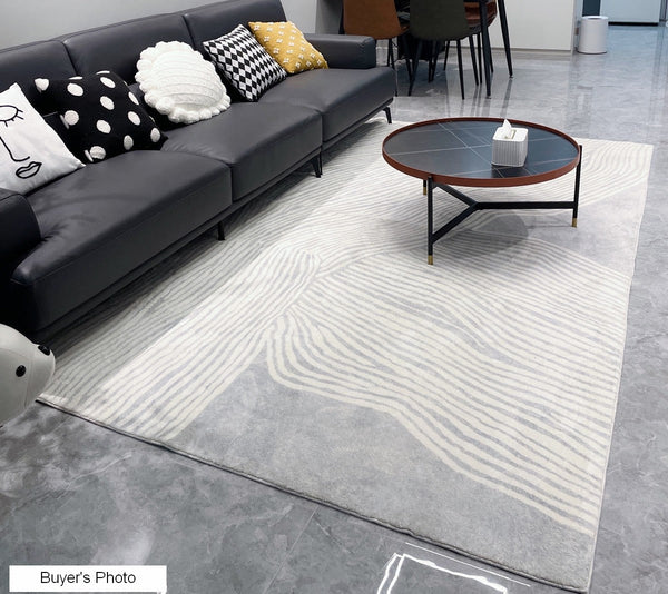 Grey Thick Soft Modern Rugs for Living Room, Dining Room Modern Rugs, Modern Living Room Rugs, Contemporary Rugs for Bedroom-Paintingforhome