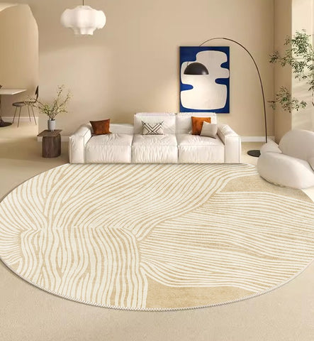 Modern Round Rugs for Dining Room, Circular Modern Rugs for Bedroom, Thick Round Rugs under Coffee Table, Contemporary Modern Rug Ideas for Living Room-Paintingforhome