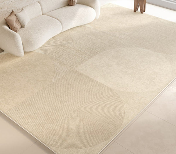 Geometric Modern Rug Ideas for Bedroom, Contemporary Modern Rug Placement Ideas for Living Room, Cream Color Abstract Rugs for Dining Room-Paintingforhome