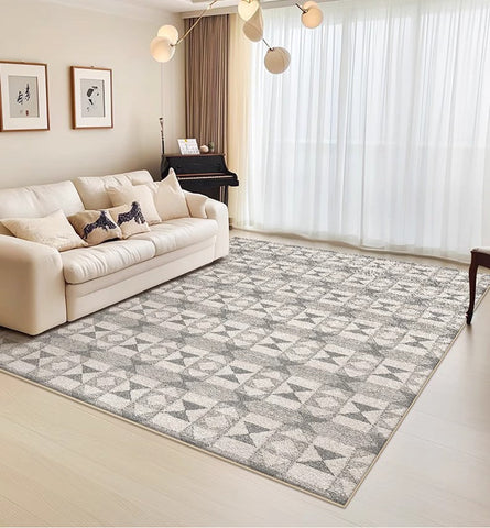 Large Gray Floor Rugs for Living Room, Dining Room Floor Rug, Modern Floor Rugs for Bedroom, Extra Large Geometric Modern Rugs for Office-Paintingforhome