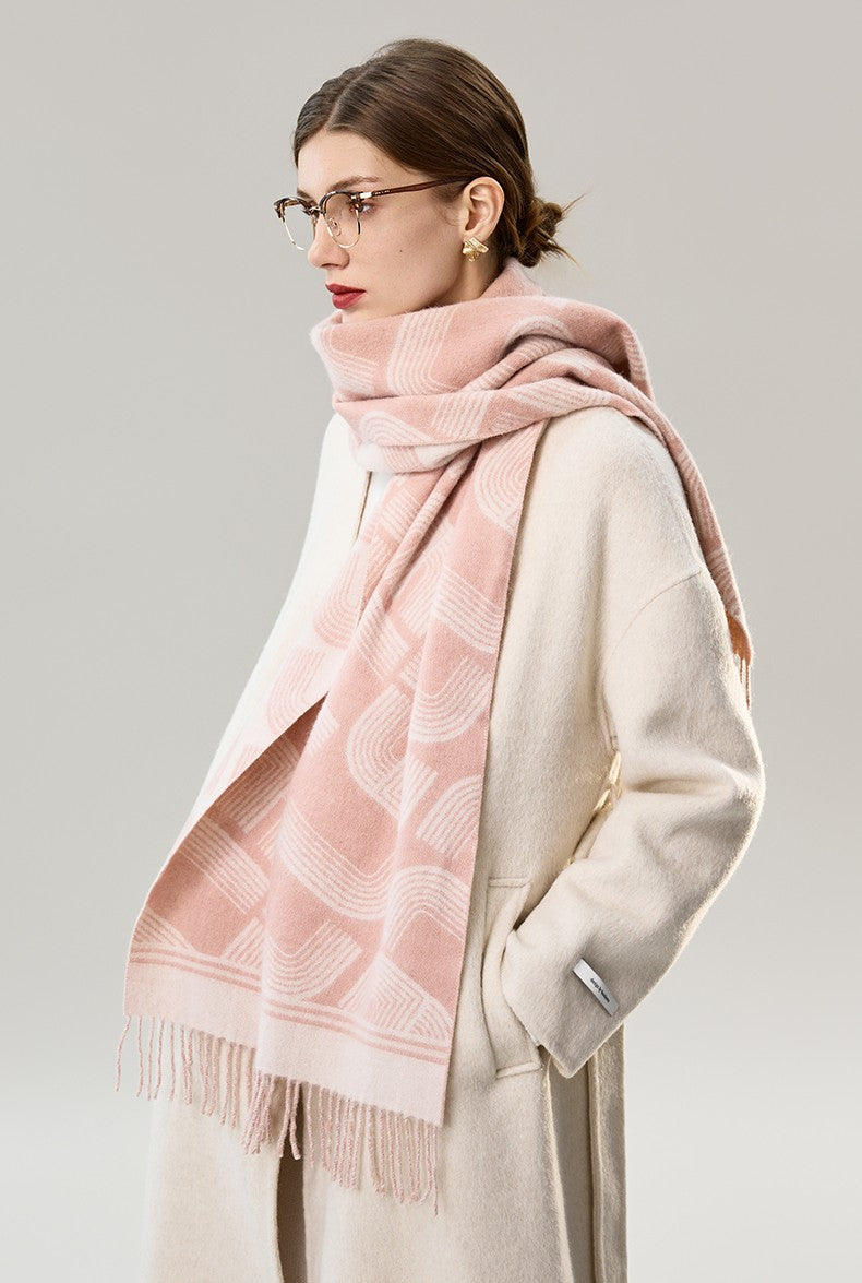 Holiday Women Scarf, Cold Weather Scarf, Fashion Designer Scarf, Modern Wool Scarf, Warm Winter Scarf, Soft Cashmere Scarf for Women, Elegant Scarf-Paintingforhome