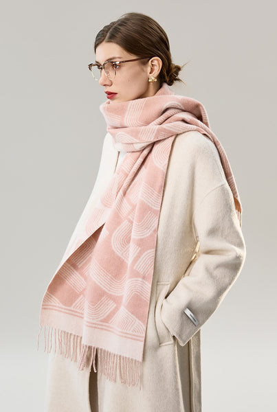 Holiday Women Scarf, Cold Weather Scarf, Fashion Designer Scarf, Modern Wool Scarf, Warm Winter Scarf, Soft Cashmere Scarf for Women, Elegant Scarf-Paintingforhome