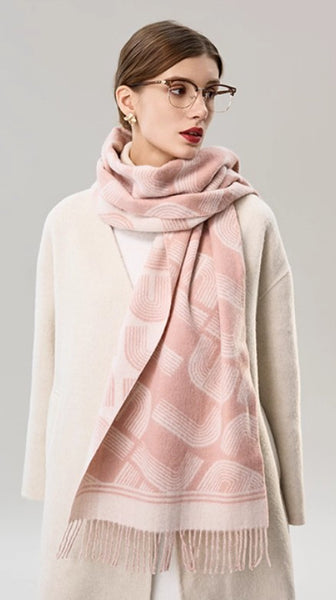 Holiday Women Scarf, Cold Weather Scarf, Fashion Designer Scarf, Modern Wool Scarf, Warm Winter Scarf, Soft Cashmere Scarf for Women, Elegant Scarf-Paintingforhome