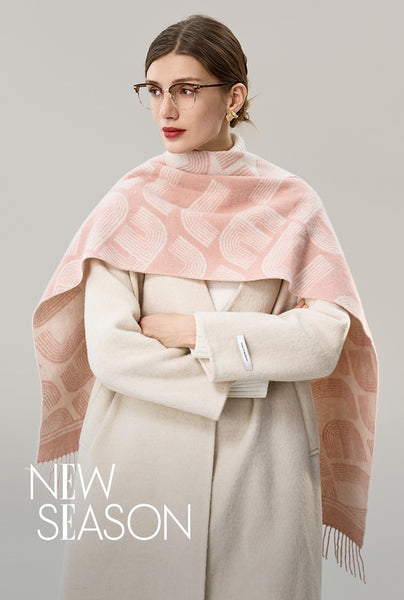 Holiday Women Scarf, Cold Weather Scarf, Fashion Designer Scarf, Modern Wool Scarf, Warm Winter Scarf, Soft Cashmere Scarf for Women, Elegant Scarf-Paintingforhome