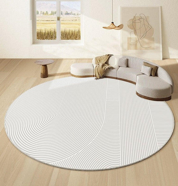 Unique Round Rugs under Coffee Table, Large Modern Round Rugs for Dining Room, Circular Modern Rugs for Bedroom, Contemporary Modern Rug Ideas for Living Room-Paintingforhome