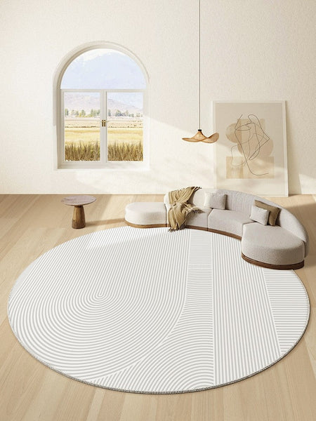 Unique Round Rugs under Coffee Table, Large Modern Round Rugs for Dining Room, Circular Modern Rugs for Bedroom, Contemporary Modern Rug Ideas for Living Room-Paintingforhome
