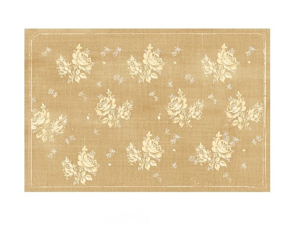 Flower Pattern French Style Modern Rugs for Dining Room, Contemporary Modern Rugs, Mid Century Modern Rugs for Interior Design, Yellow Soft Rugs under Coffee Table-Paintingforhome